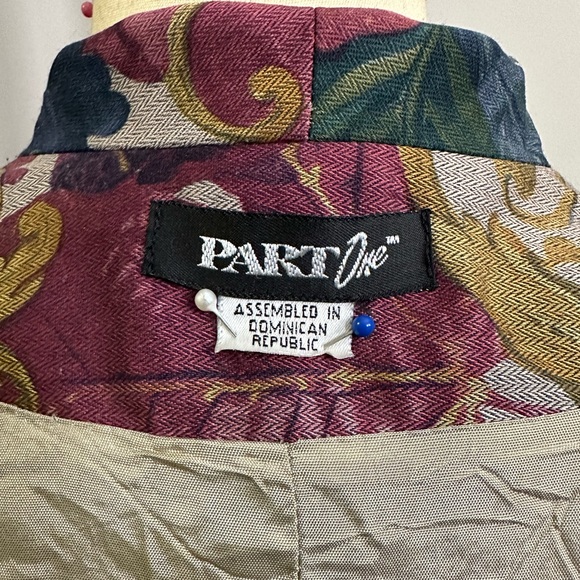 Part One Vintage 80s 90s Womens 12 Single Button Floral Career Blazer Sport Coat - Picture 4 of 4